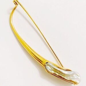ANTIQUE Chinese Gold Freshwater Pearl Brooch​​​